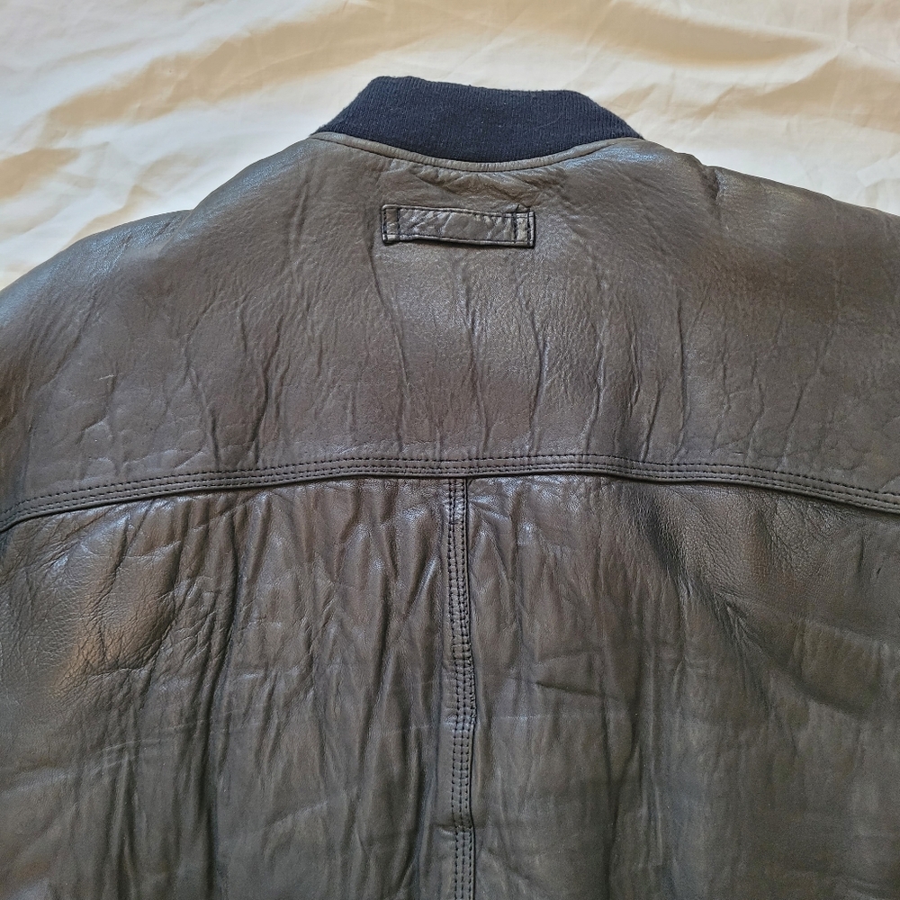 Vintage Collezione SA Leather Bomber Jacket Black Aviator Mens 42 Made in Korea - Picture 8 of 16